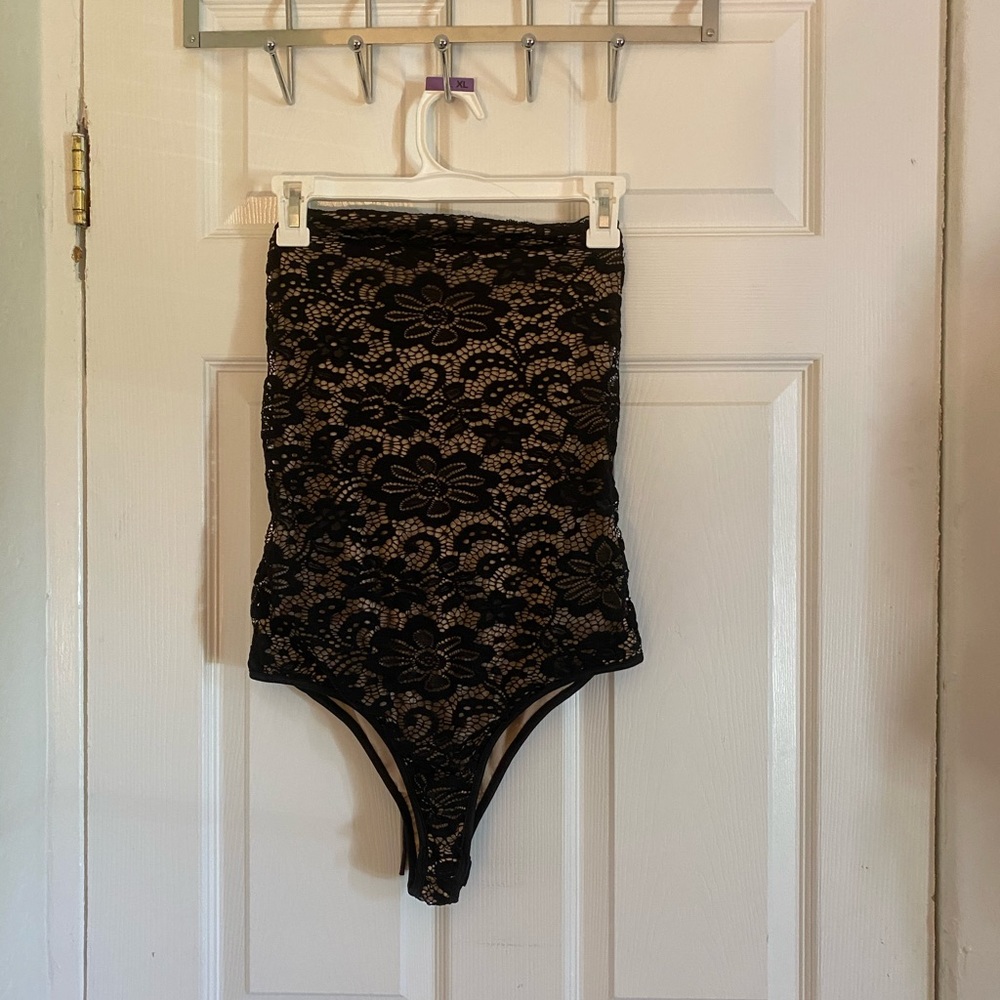 Black lace body suit